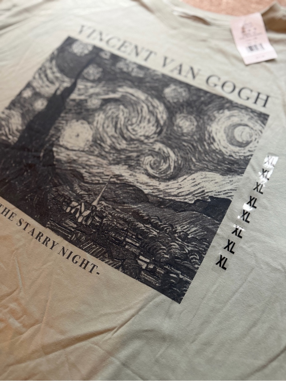 NEW Kohl's Vincent Van Gogh 'Starry Night' Graphic Tee - Light Sage